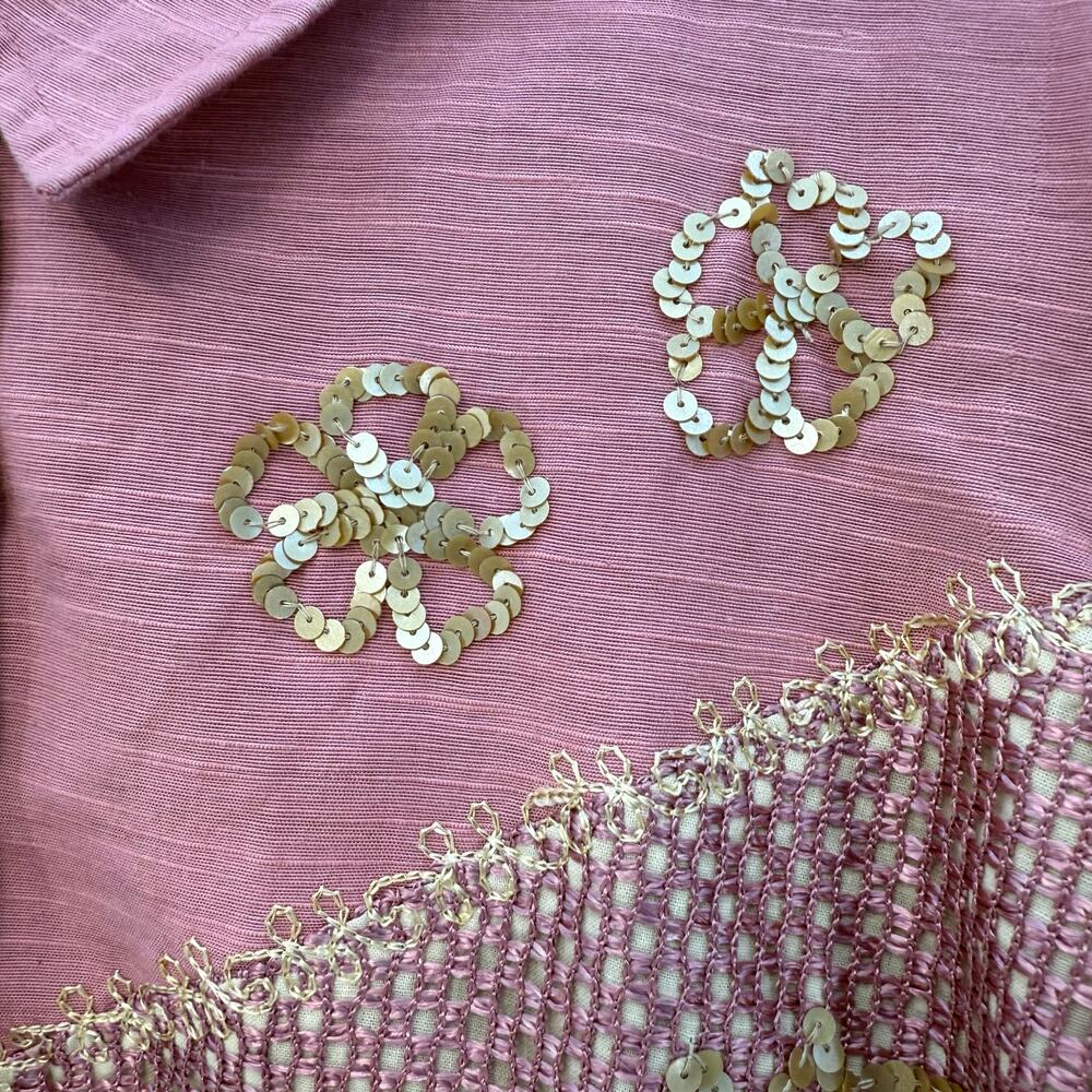 Indigo Moon Jacket Blazer Women's L Embroidery Pink Gold Sequined Patchwork NWT - Picture 5 of 15